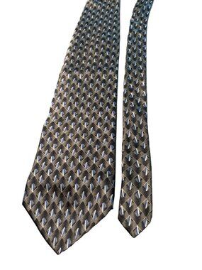 Stafford Mens Tie Geometric Pattern 100 Silk Black Blue Necktie